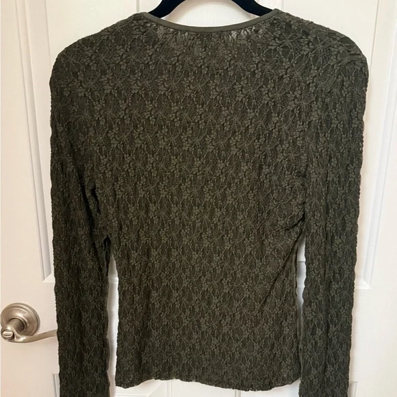 rag & bone Ellie Lace Top Long Sleeve Blouse - Olive - Picture 3 of 3